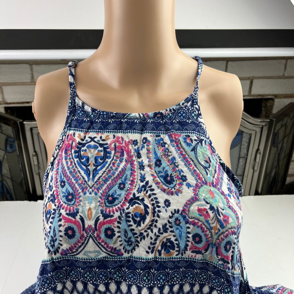 Speed Control New York Womens Sleeveless Tunic Top XL Navy & Pink Paisley Medium